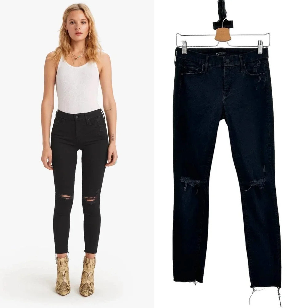 MOTHER The Looker Ankle Fray Jeans Guilty As Sin Wash Size 26